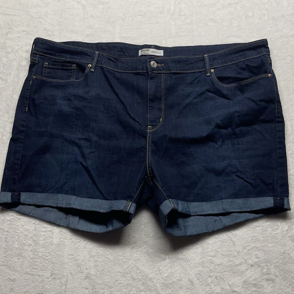Signature Gold Label By Levi Strauss Denim Jean Shorts Women’s Dark Wash Cuffed